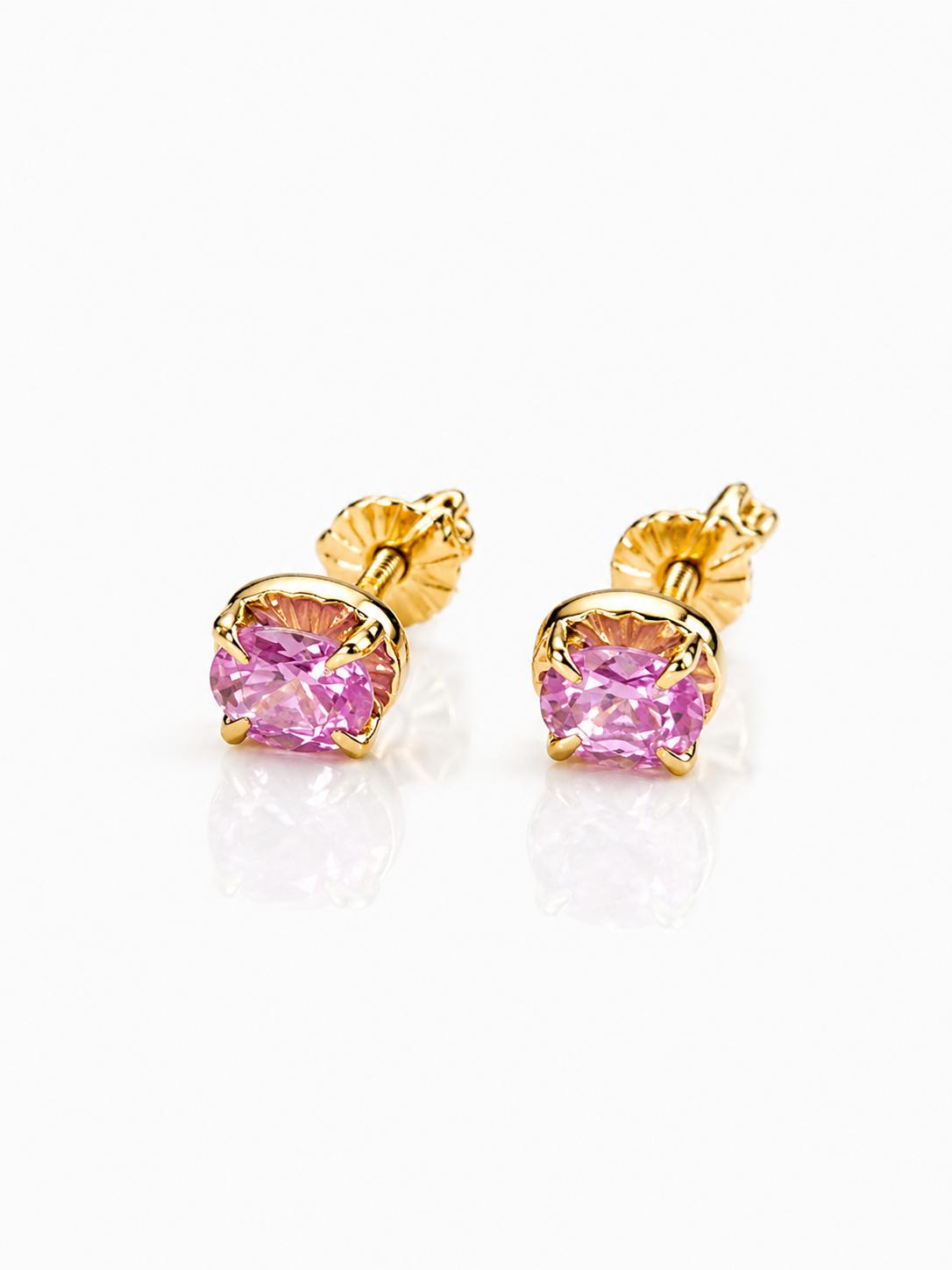 Aros Oro 18K con Circón Suizo Rosa de Francia Aros Oro 18K con Circón Suizo Rosa de Francia